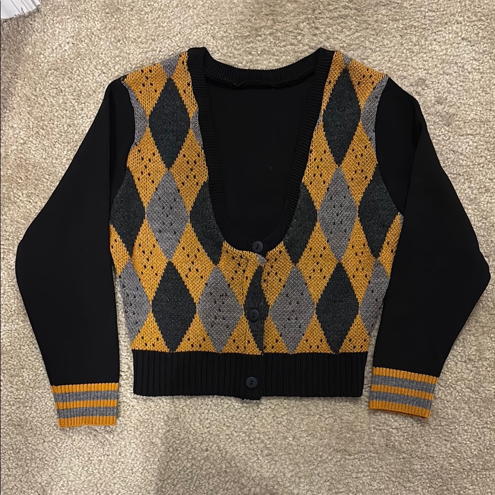 Women’s Black and Yellow Cardigan